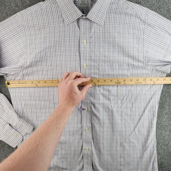 Brooks Brothers 16.5 33 Blue Non-Iron Check Cotton Regent Long Sleeved Men Shirt - Picture 10 of 15